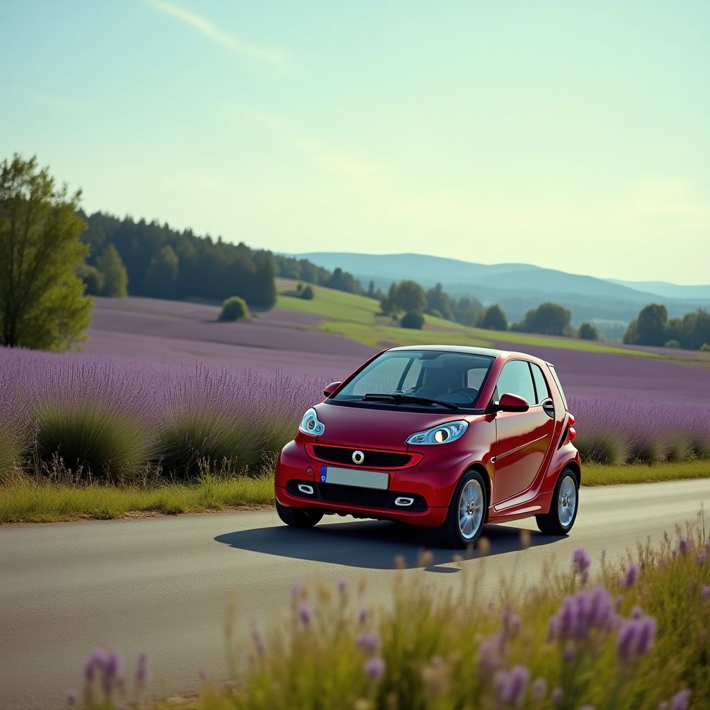 Voiture de location sur une route de campagne pittoresque